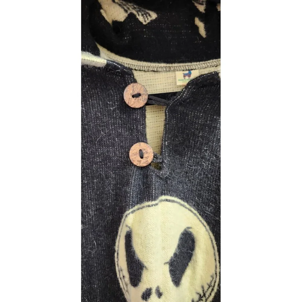 Nightmare Before Christmas Jack Skellington Hooded Alpaca Poncho Fringe